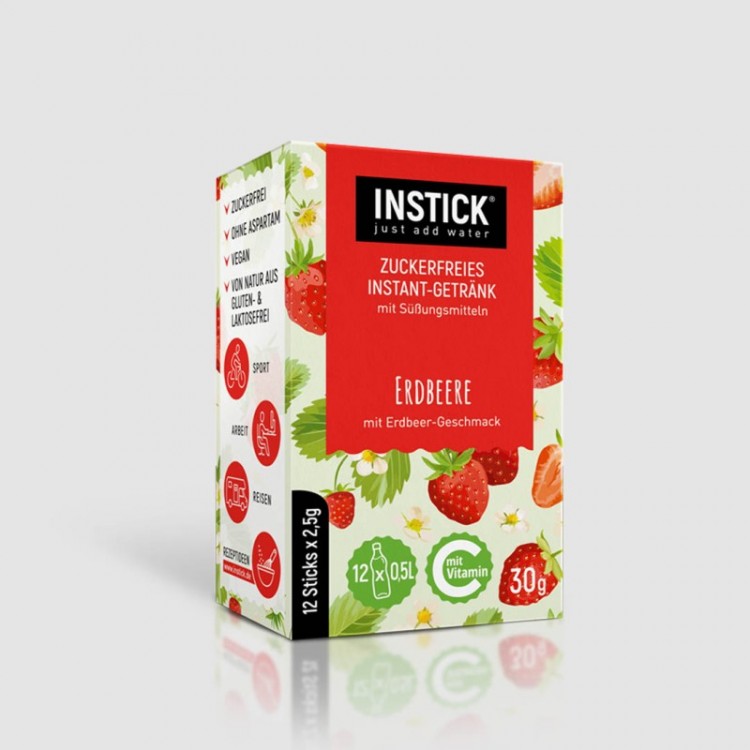 Instick Φράουλα Χυμός σε σκόνη για 0,5L (12 ΣΑΚΟΥΛΑΚΙΑ)
